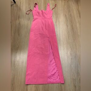 STAUD Barbie Pink Formal Dress With Slit
